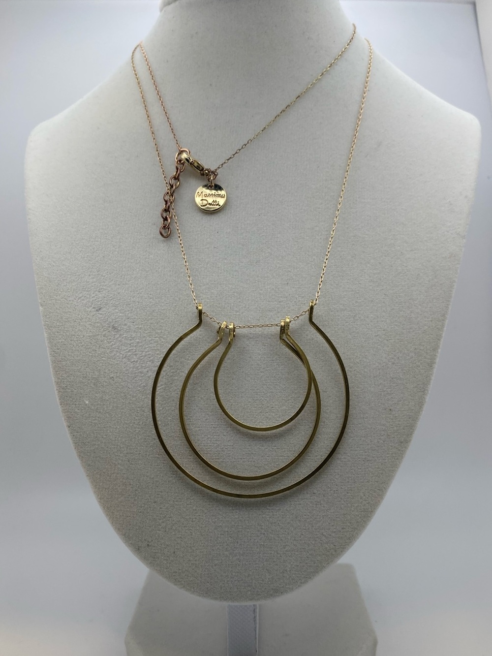 Massimo Dutti Gold Triple Hoop Pendant Necklace